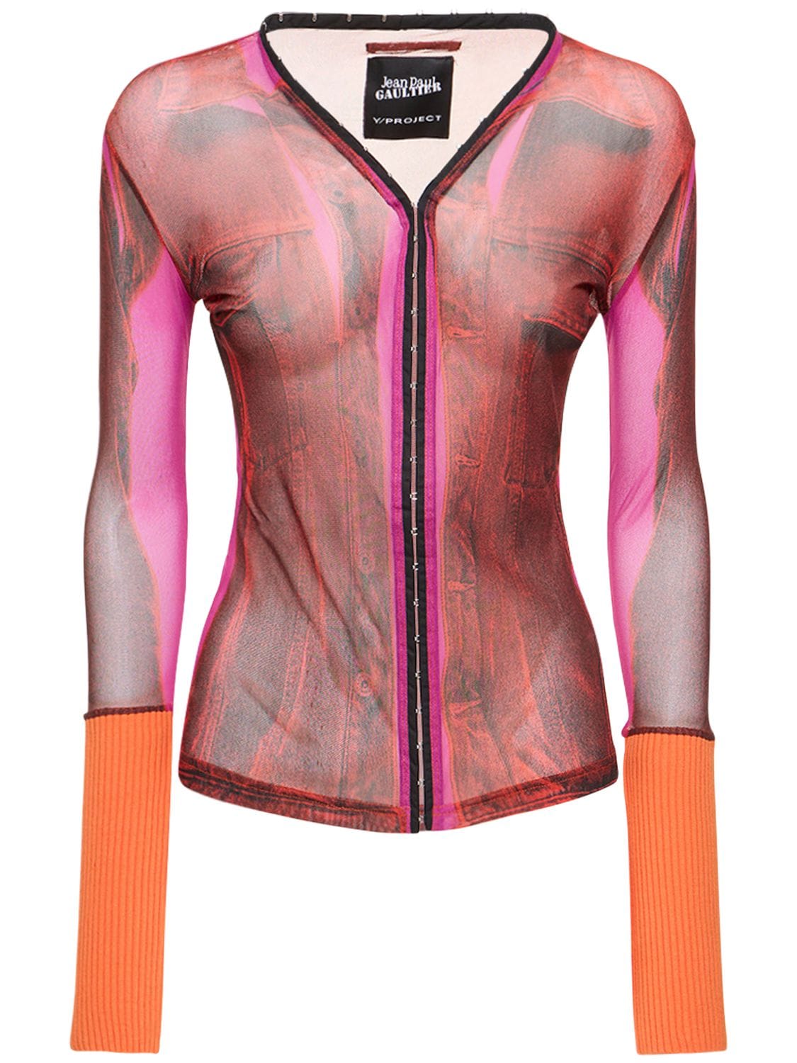 Y/PROJECT JPG TROMPE L'OEIL PRINT JERSEY CARDIGAN
