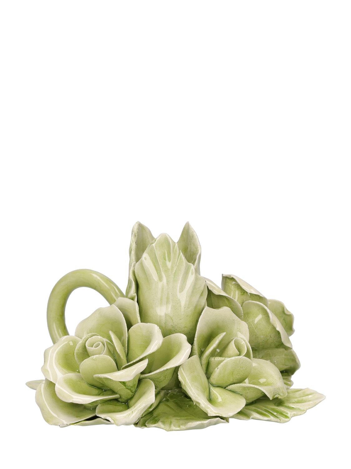 Shop Bitossi Home Rose Candle Holder In Green