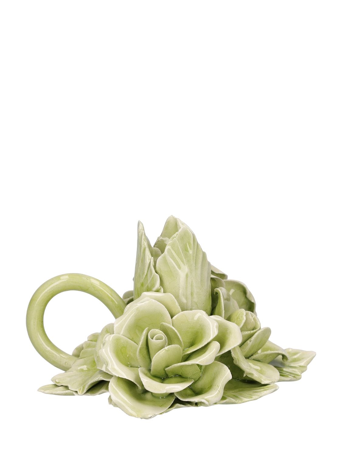 Bitossi Home Rose Candle Holder In Green
