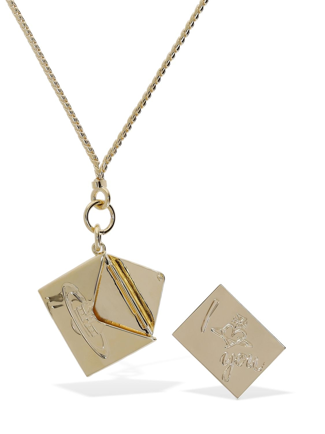 Valentine's Envelope Pendant Necklace In Gold