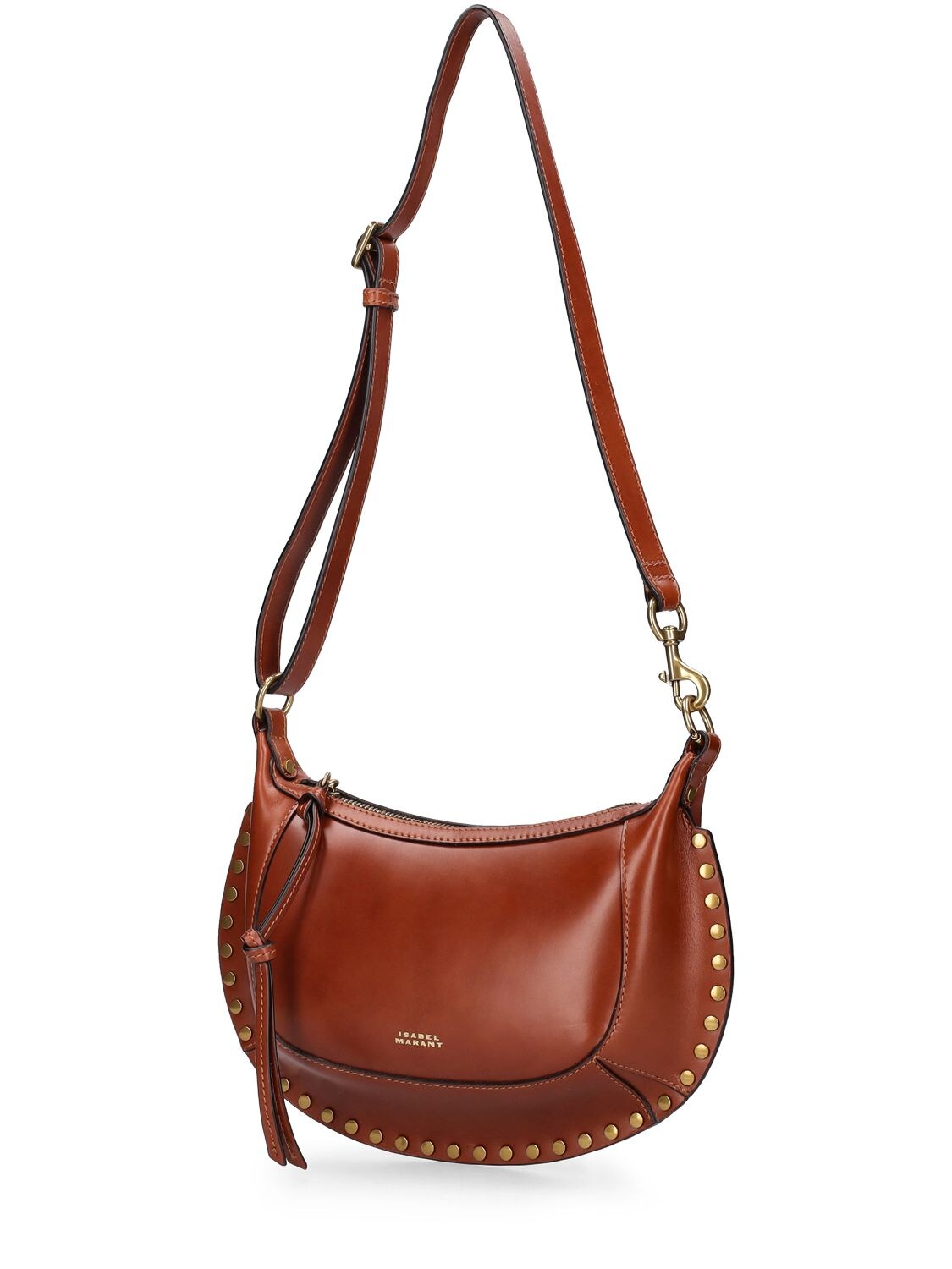 Shop Isabel Marant Oskan Moon Leather Shoulder Bag In Cognac