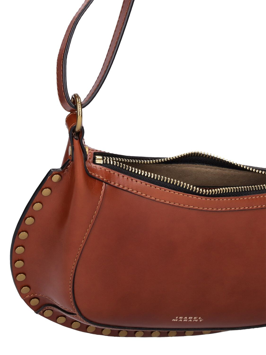 Shop Isabel Marant Oskan Moon Leather Shoulder Bag In Cognac