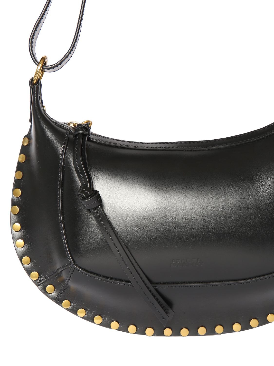 Shop Isabel Marant Oskan Moon Leather Shoulder Bag In Black