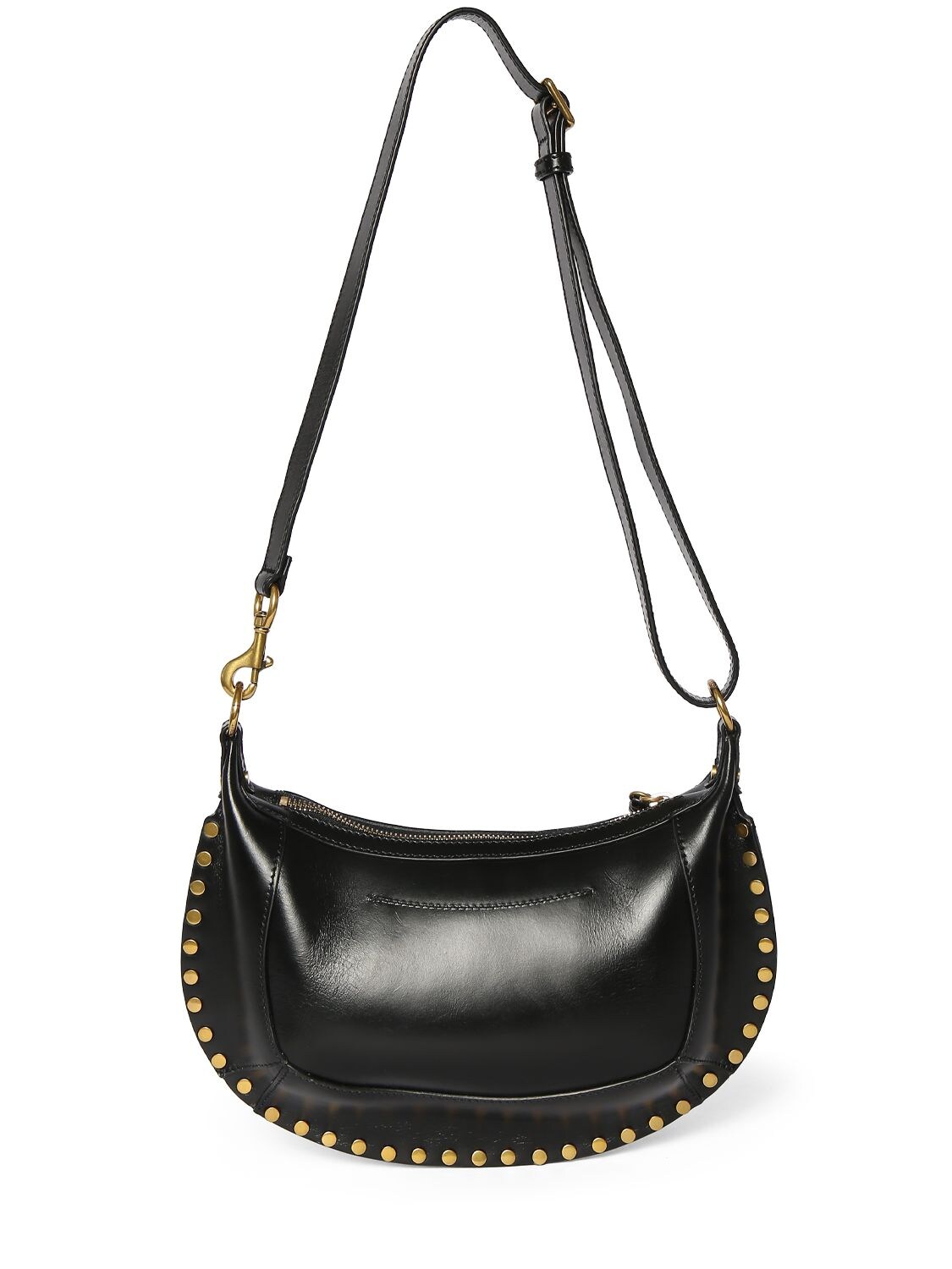 Shop Isabel Marant Oskan Moon Leather Shoulder Bag In Black