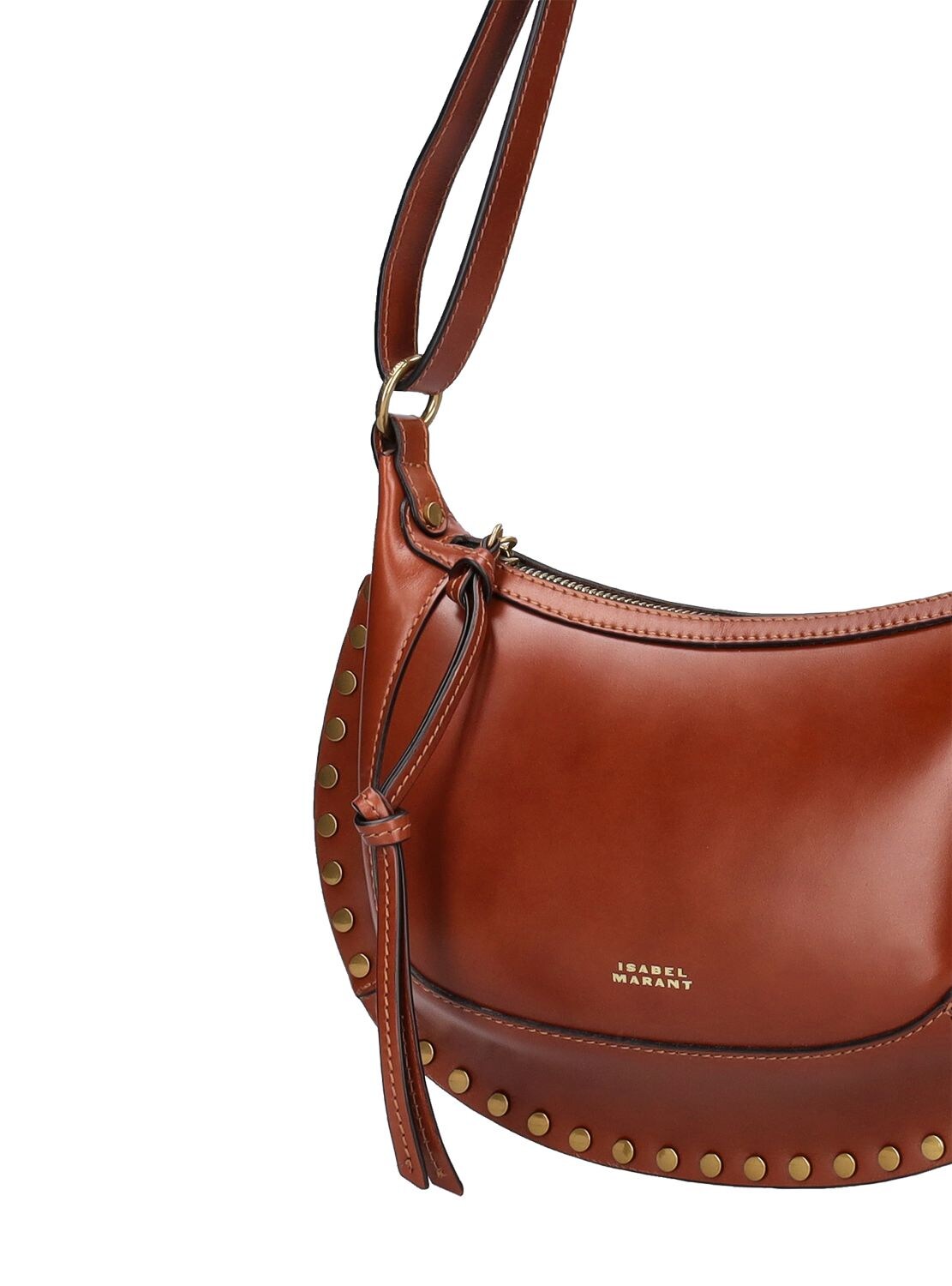Shop Isabel Marant Oskan Moon Leather Shoulder Bag In Cognac
