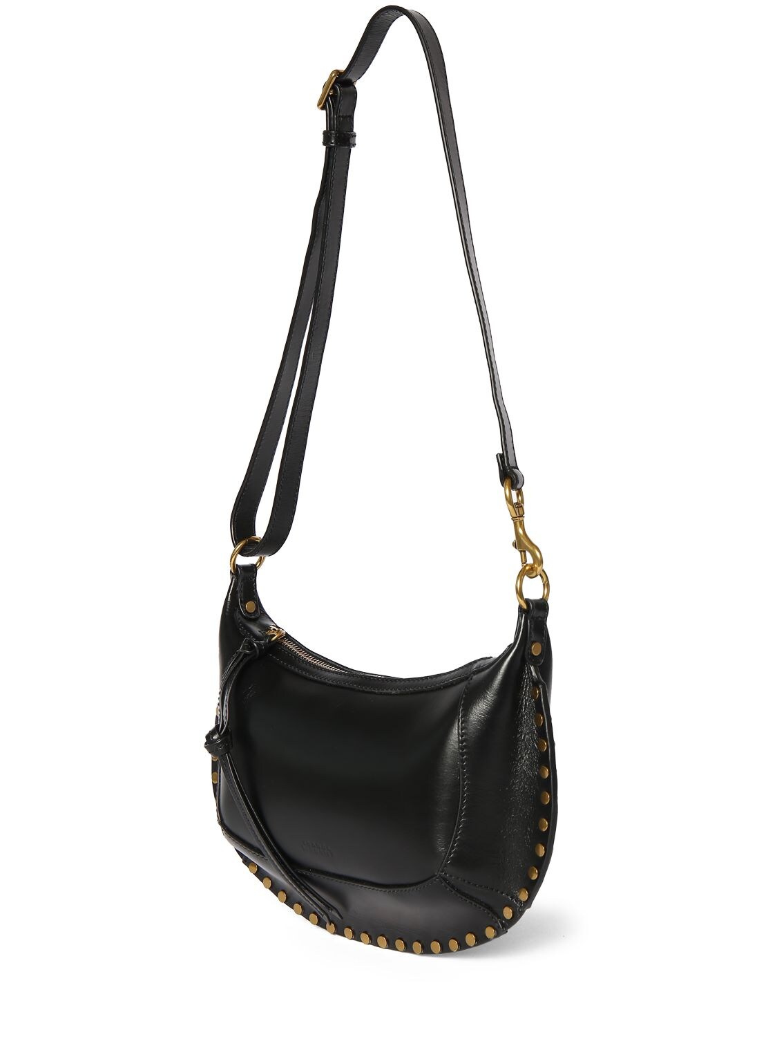 Shop Isabel Marant Oskan Moon Leather Shoulder Bag In Black