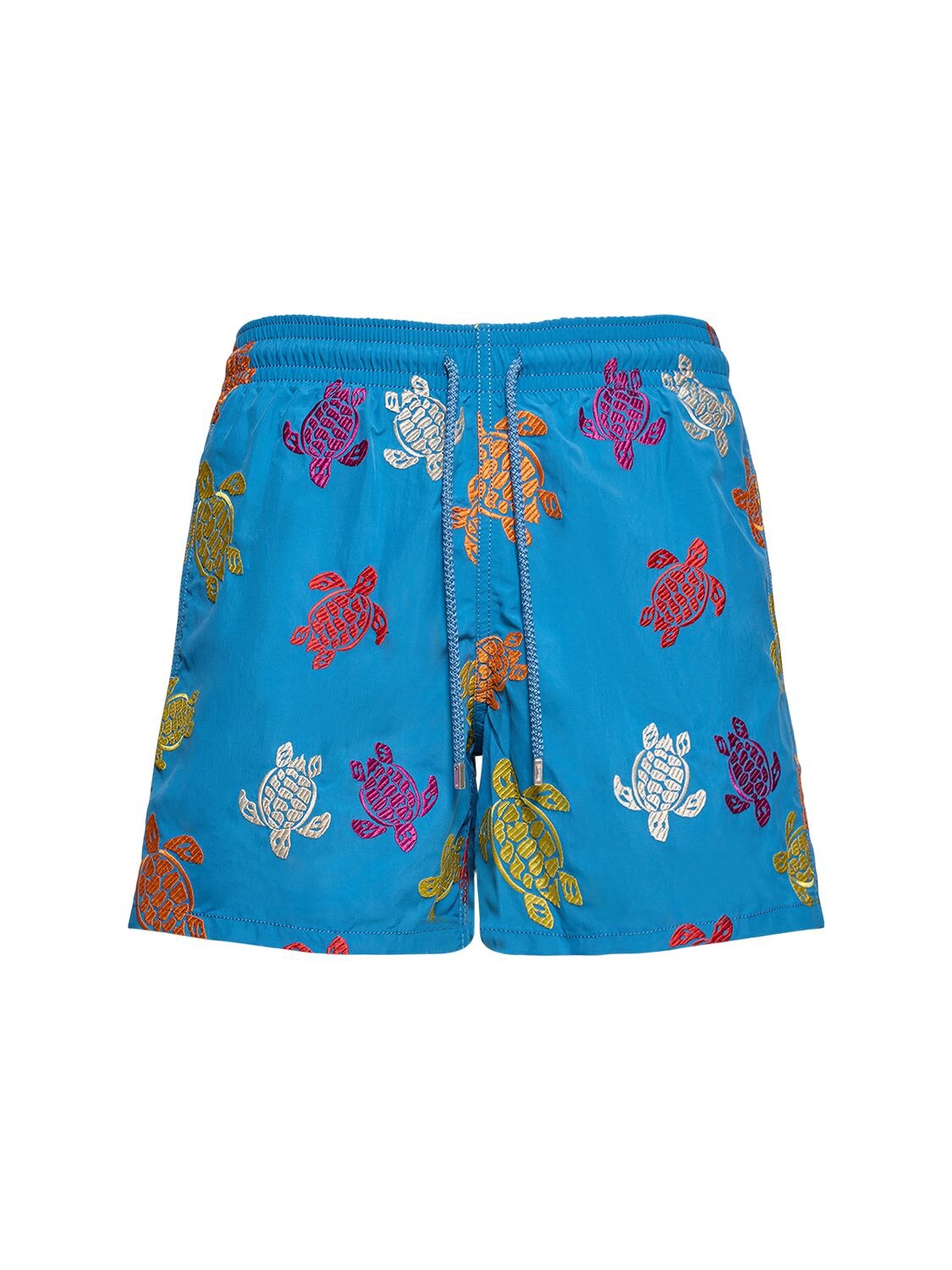 Vilebrequin Mistral Embroidered Nylon Swim Shorts In Blue