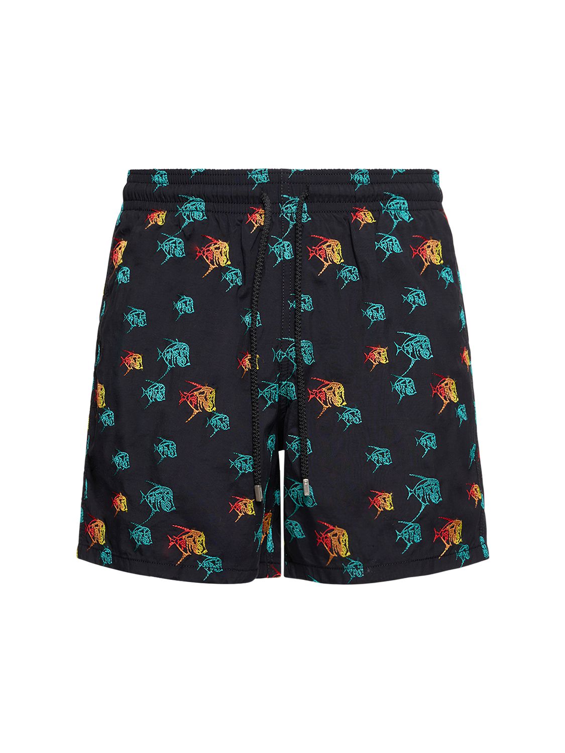 Vilebrequin Mistral Embroidered Nylon Swim Shorts In Black