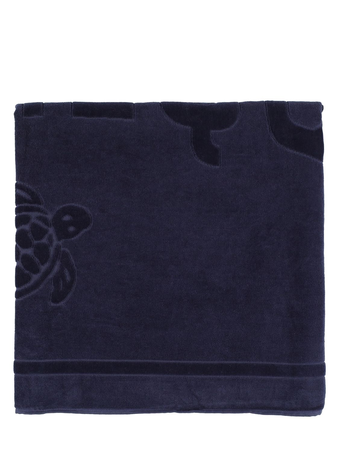 Vilebrequin Logo Organic Cotton Jacquard Beach Towel In Navy