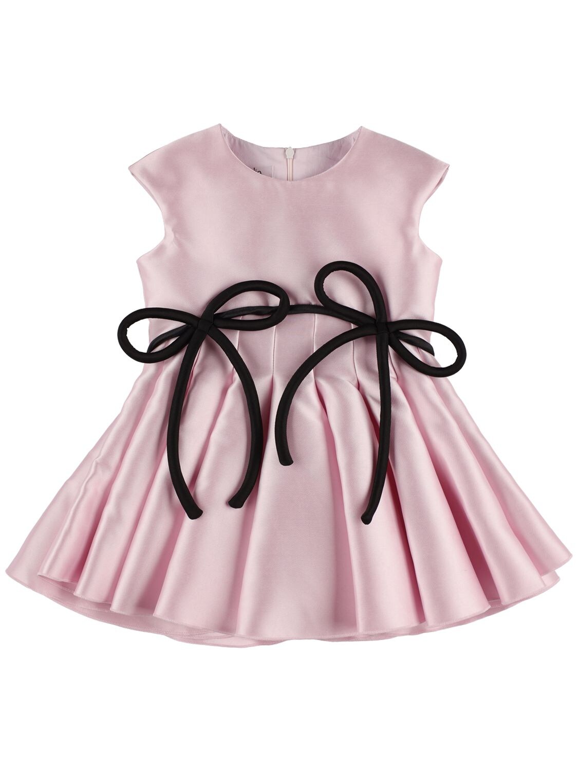Nikolia Kids' Ruffled Neoprene Midi Dress W/ Bow In Pink