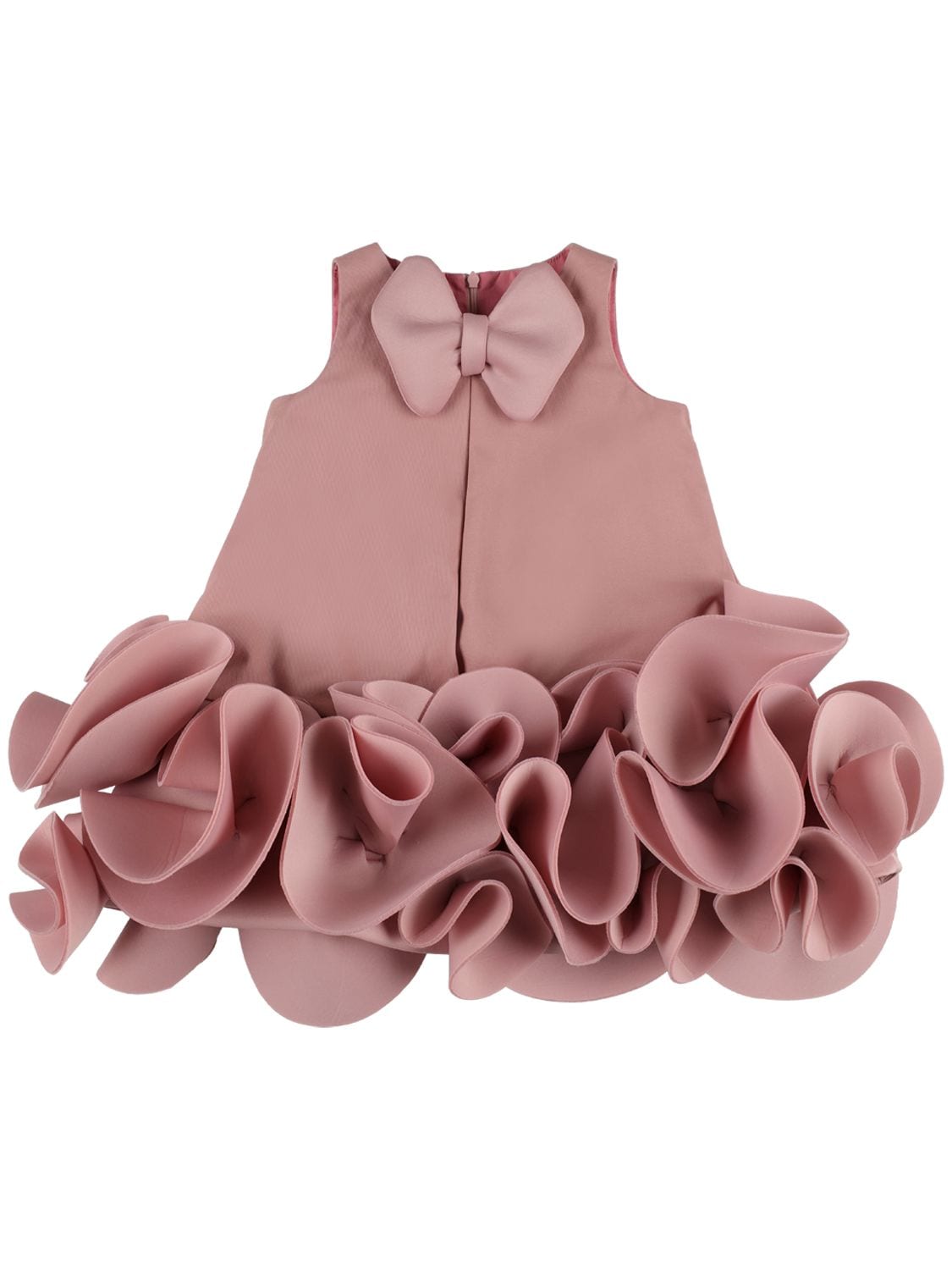 Nikolia Kids' Ruffled Cotton Blend Dress W/appliqué In Pink
