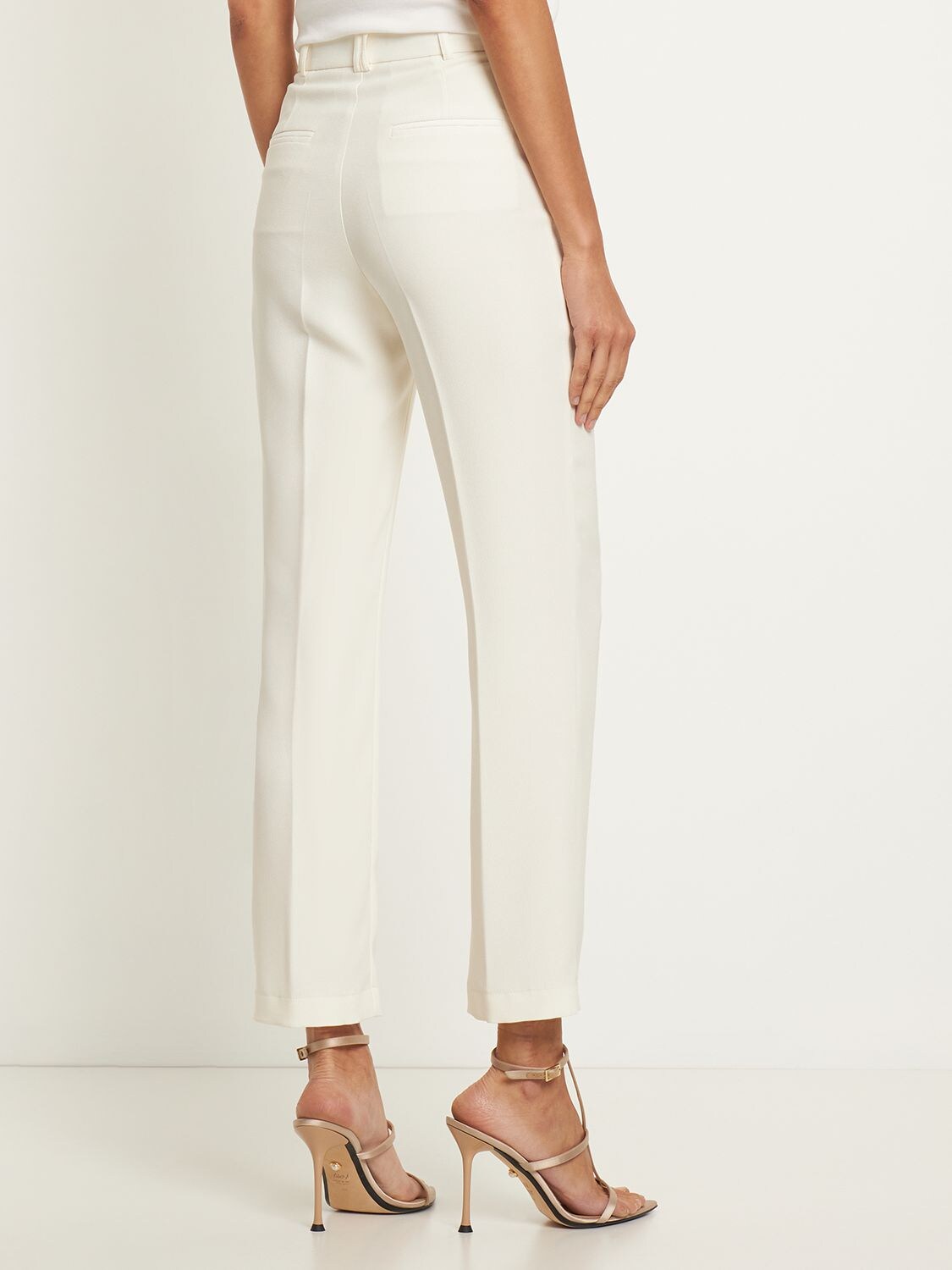 Shop Hebe Studio Loulou Cady Straight Pants In White