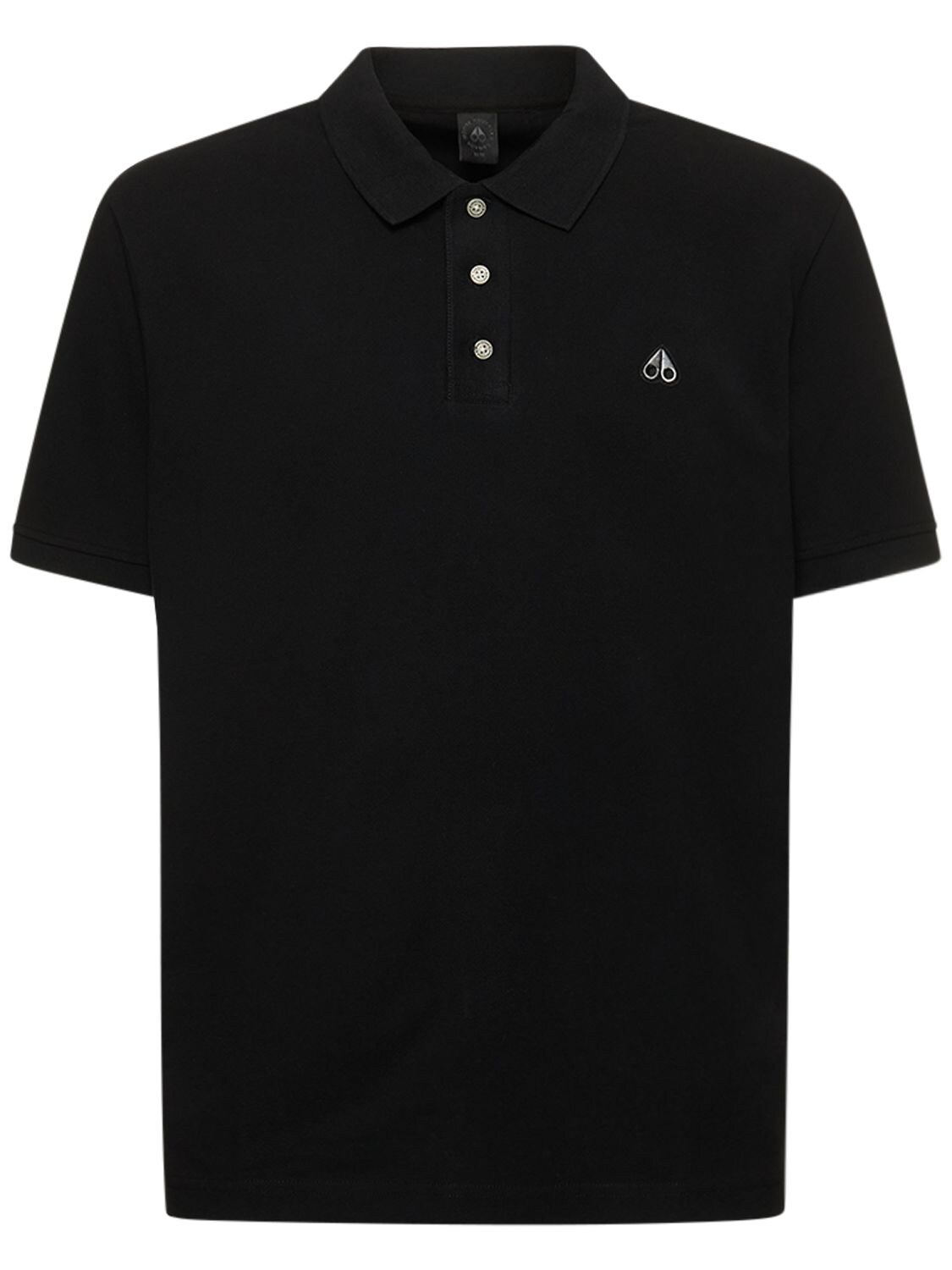 Moose Knuckles Piqué Polo Shirt With Logo In Black