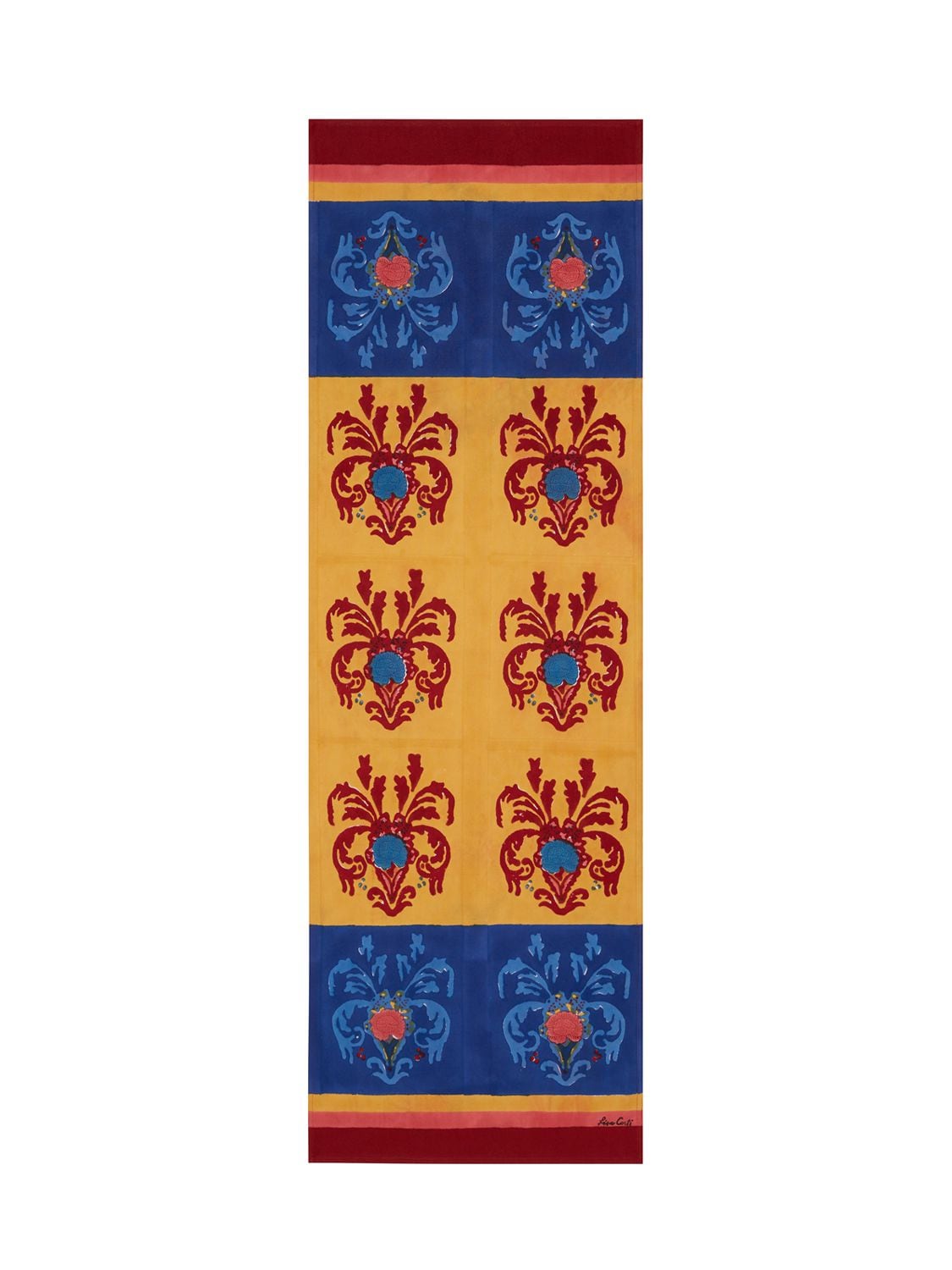Lisa Corti Brocade Royal Blue桌旗 In Multicolor