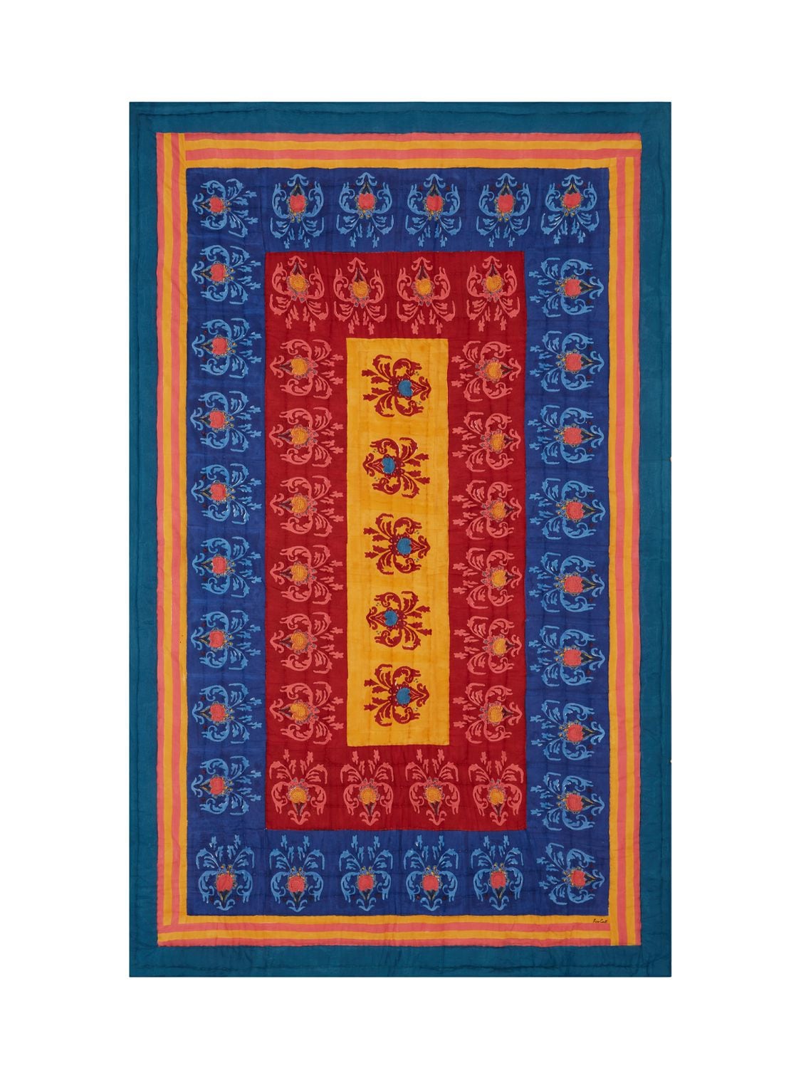 Lisa Corti Brocade Royal Blue Tablecloth In Multicolor