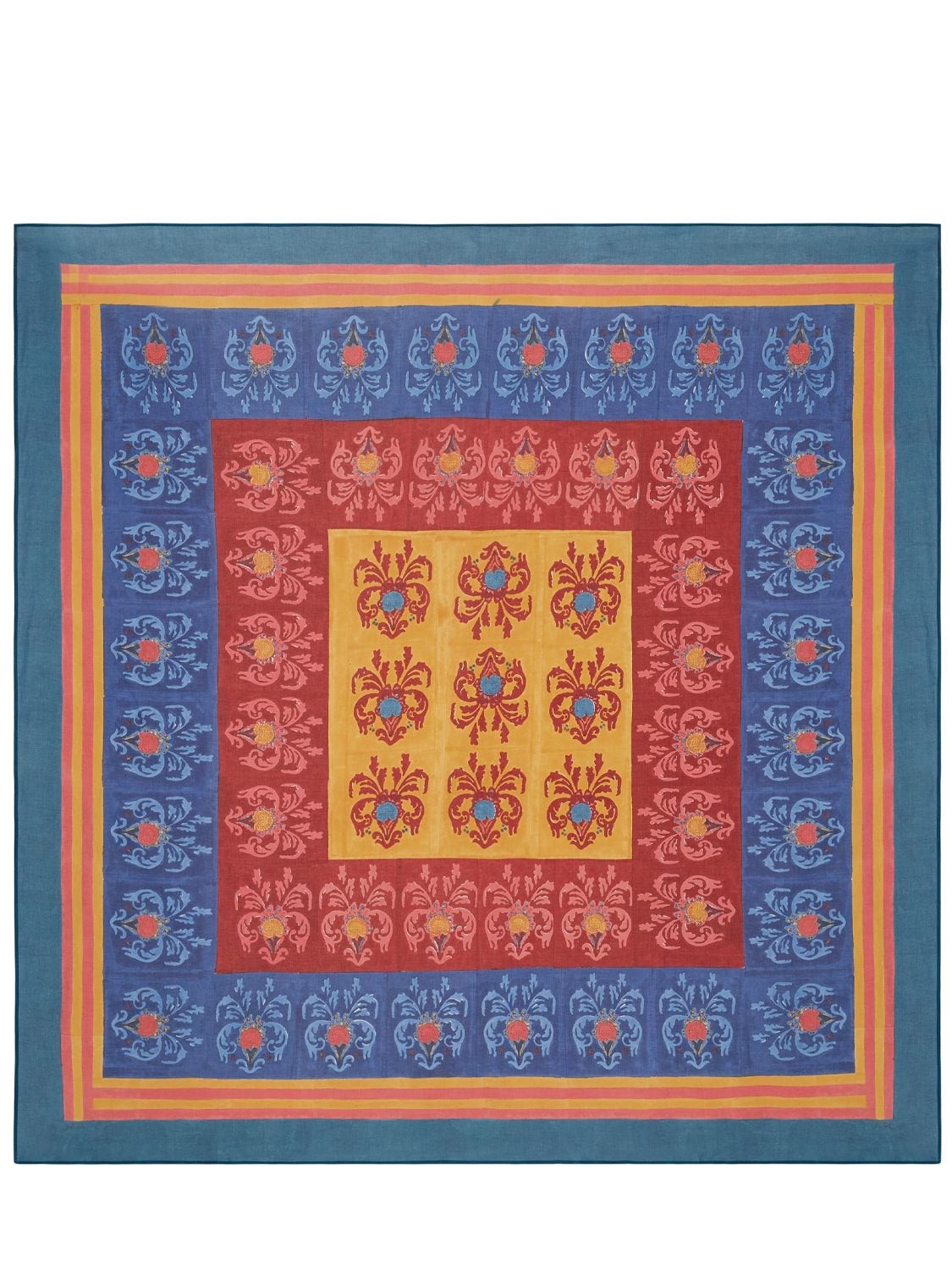Lisa Corti Brocade Royal Blue Tablecloth In Multicolor