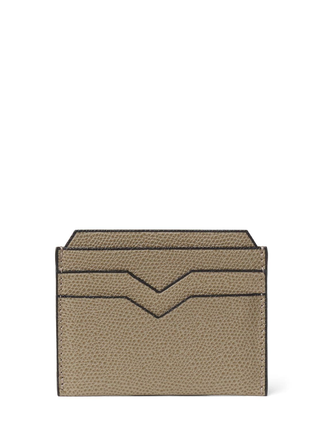 Valextra Leather Credit Card Holder In Oyster Mo