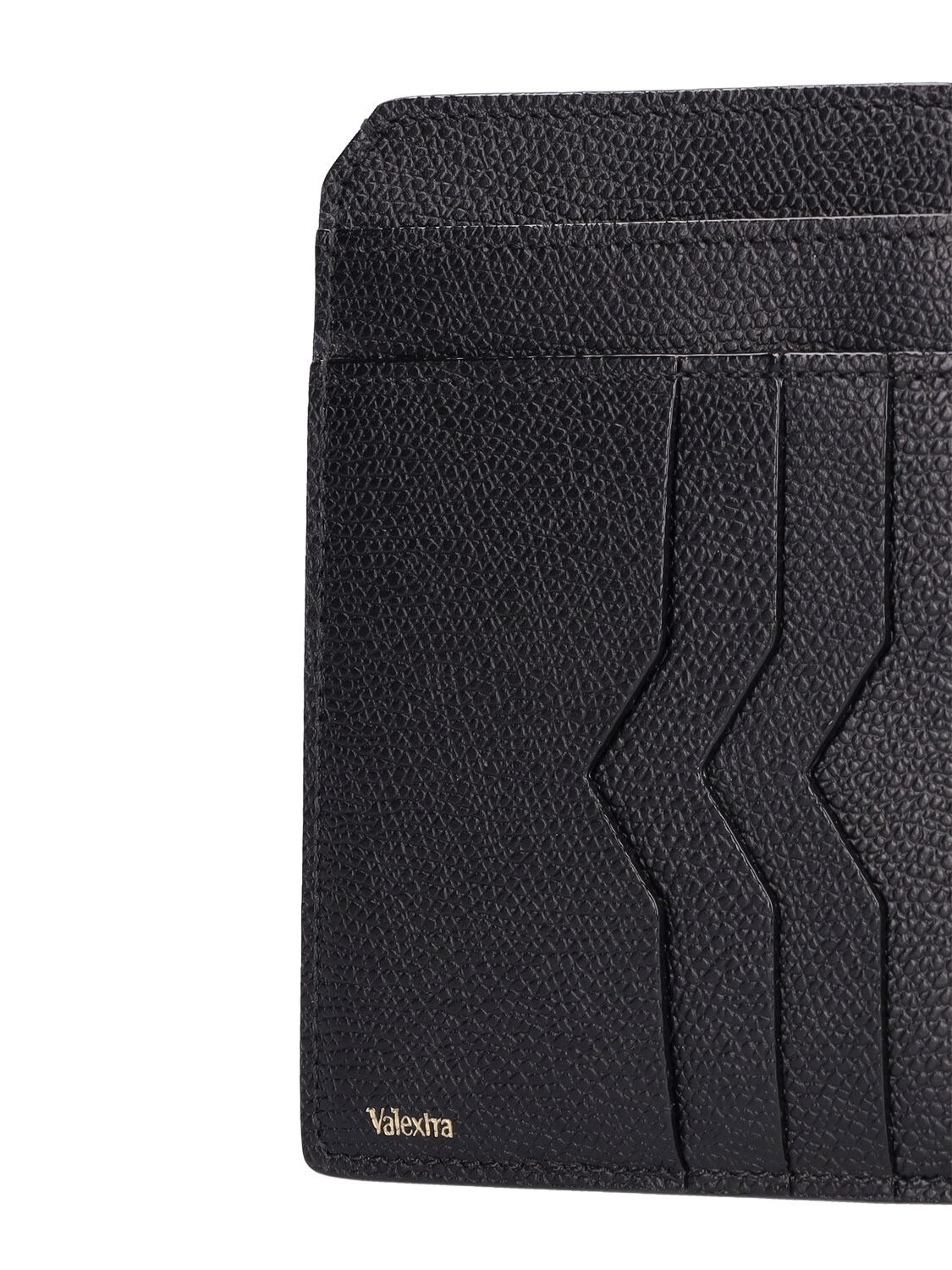 Shop Valextra Leather Credit Card Holder In Nero Nn
