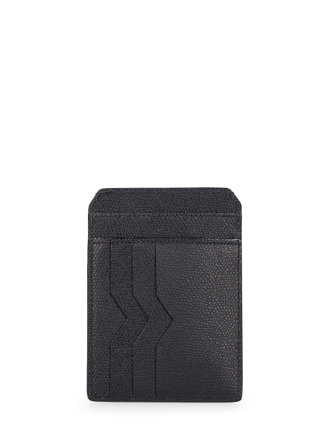Shop Valextra Leather Credit Card Holder In Nero Nn