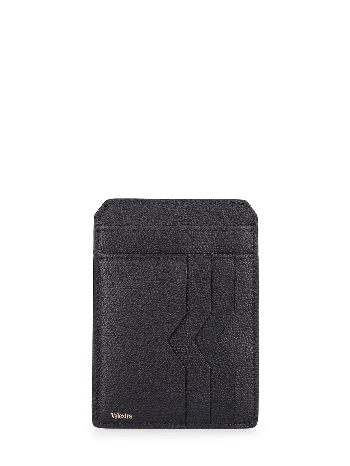Valextra Leather Credit Card Holder In Nero Nn