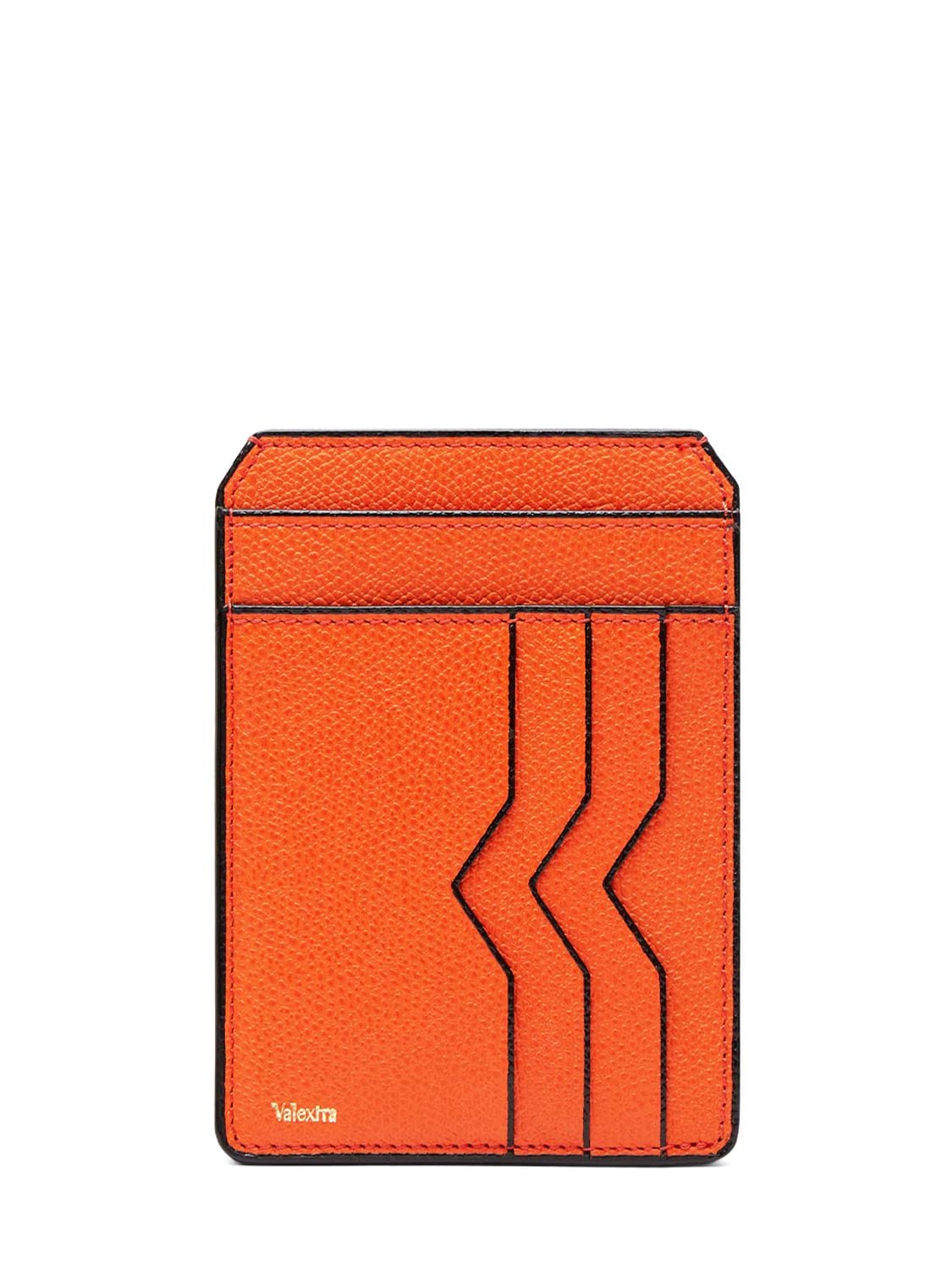 Valextra Leather Credit Card Holder In Arancio