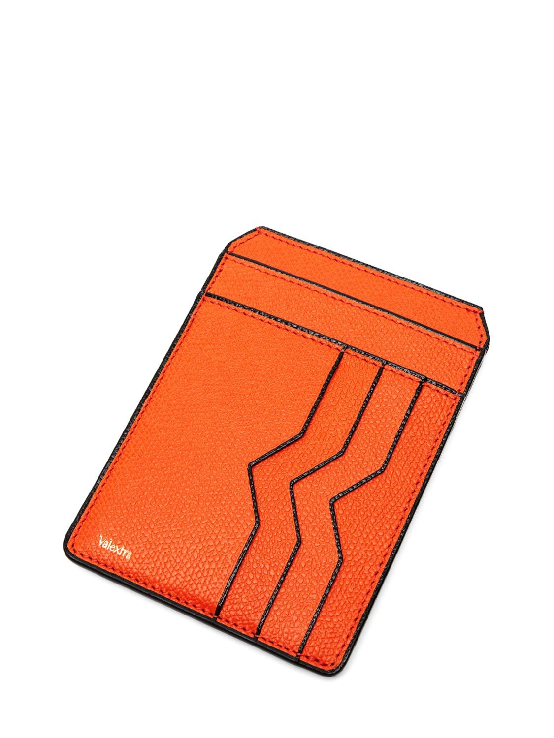 Shop Valextra Leather Credit Card Holder In Arancio