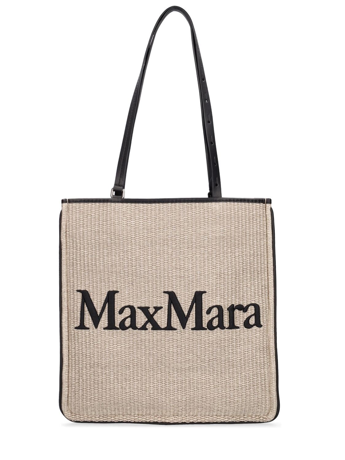 dwaas mijn Vloeibaar Max Mara Easybag Raffia Effect Tote Bag In Canapa,black | ModeSens