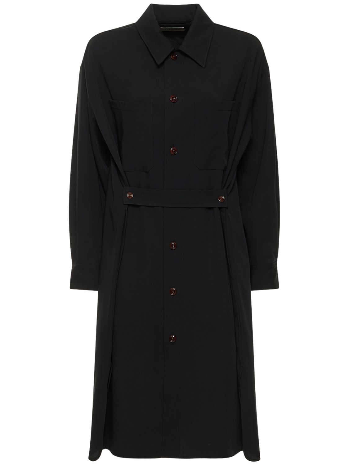Lemaire Long-sleeve Shirt Dress In Navy