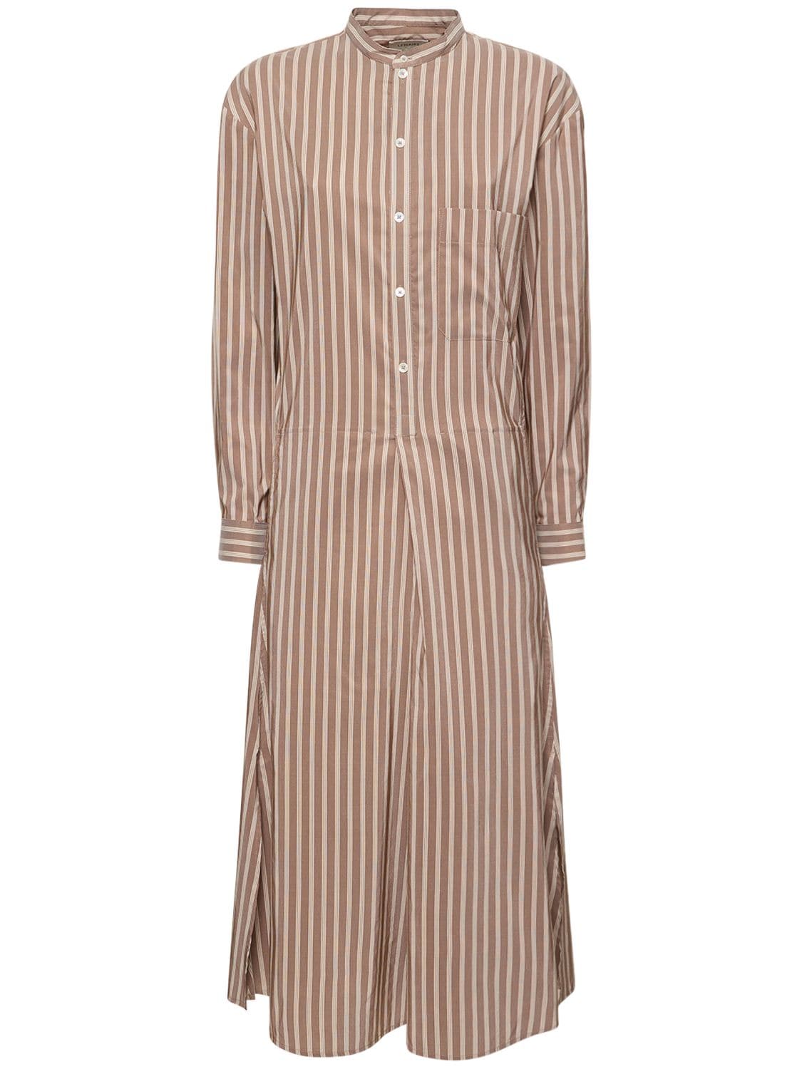 Lemaire Pinstripe Cotton And Silk Midi Dress In Multicolor