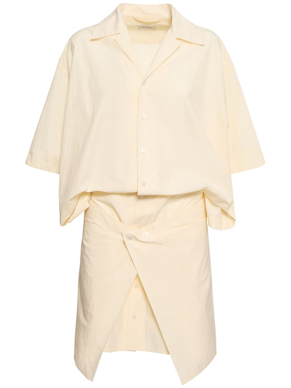 Lemaire Amovible Cotton Mini Dress In Ivory