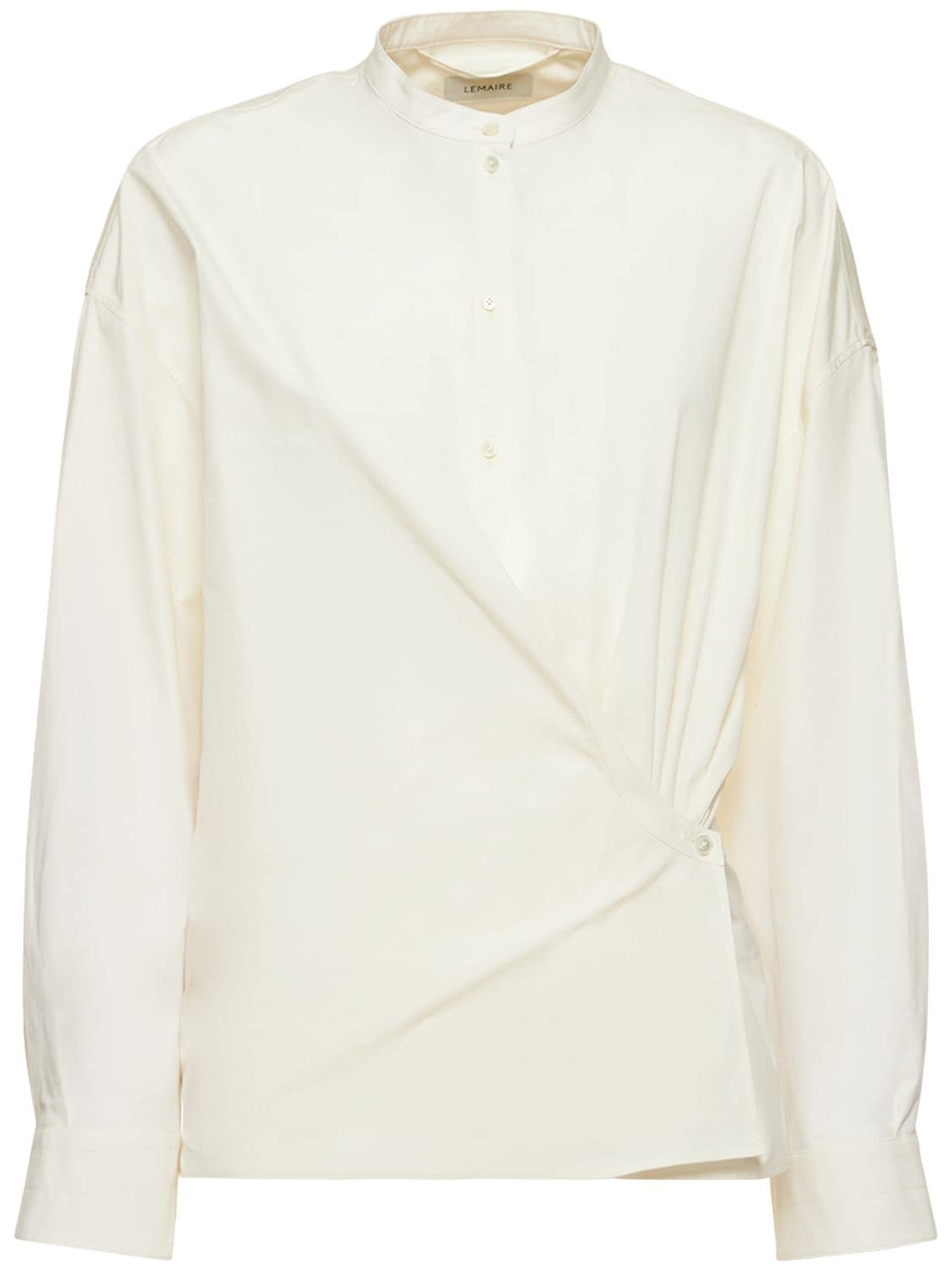 Lemaire Officer Collar Twisted Cotton Shirt In White