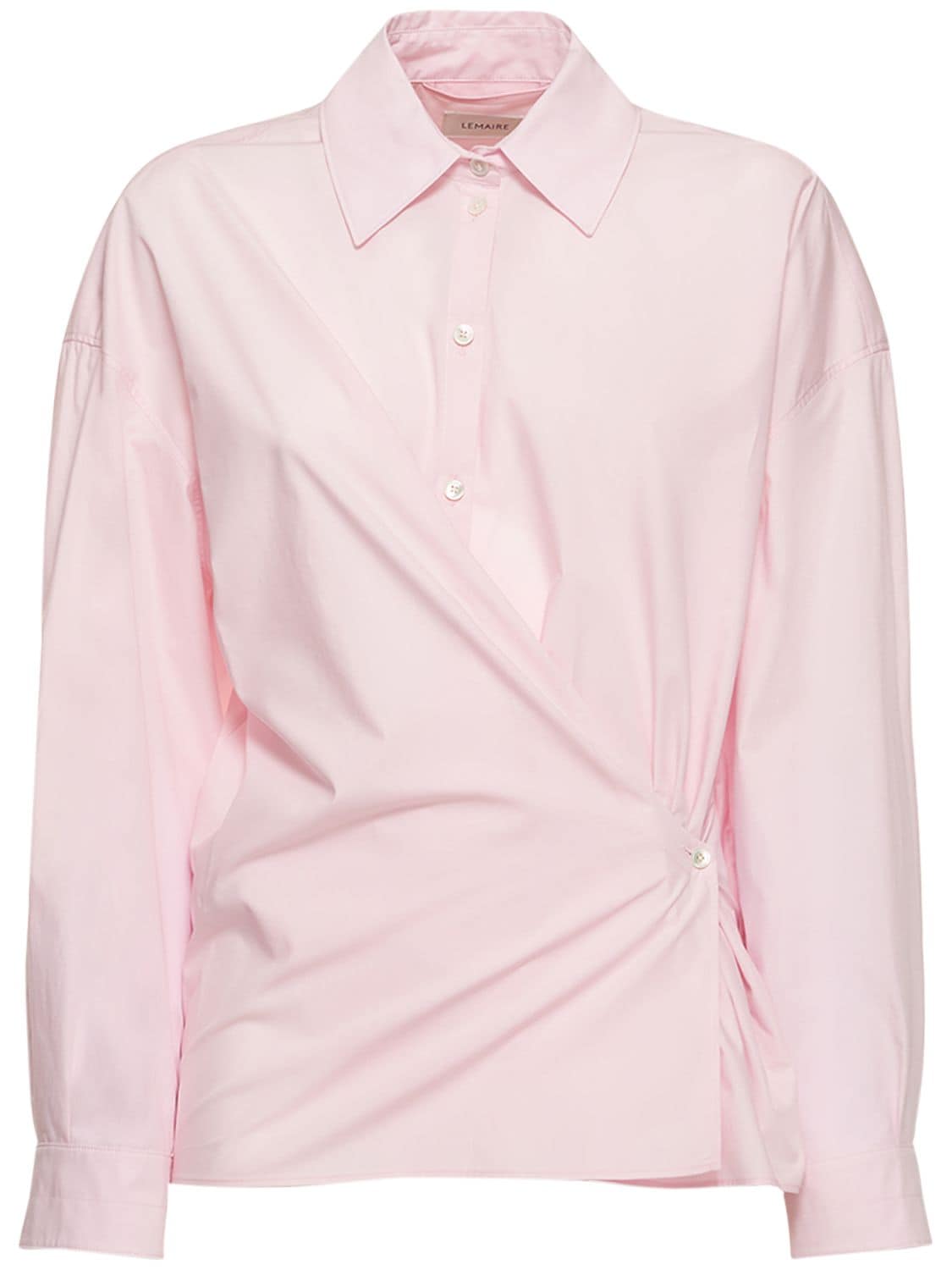 Straight Collar Twisted Cotton Shirt – WOMEN > CLOTHING > SHIRTS