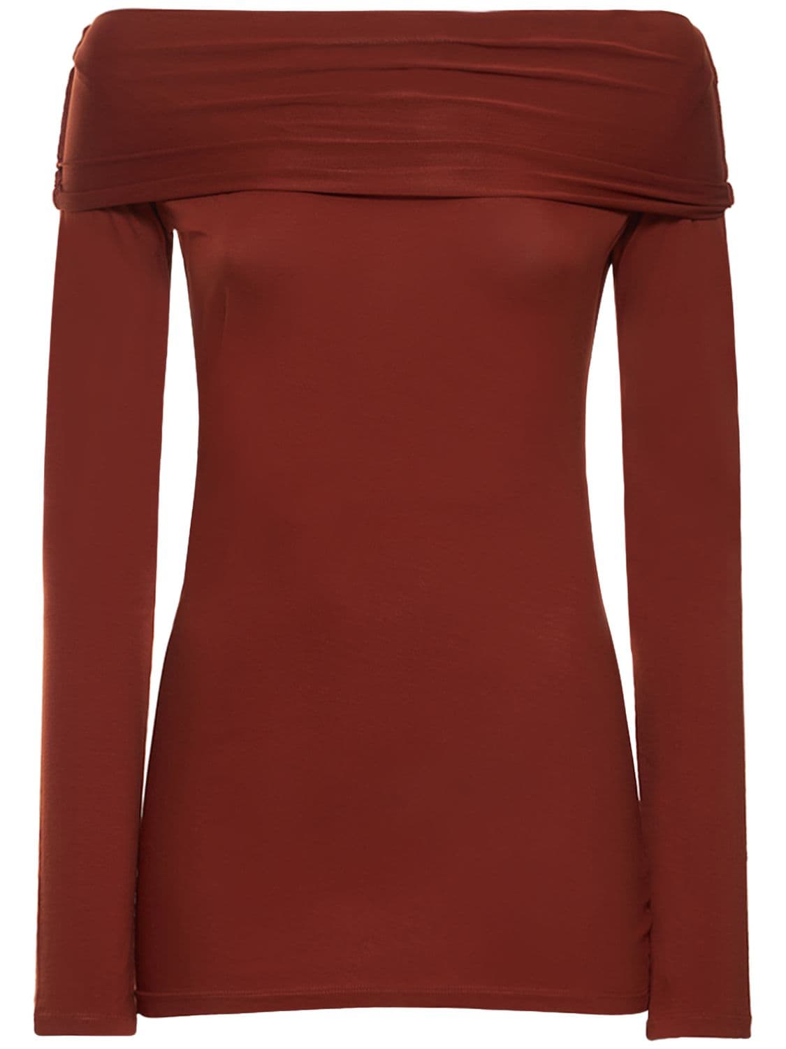 Lemaire Bare Shoulder Second Skin Top In Mahogany