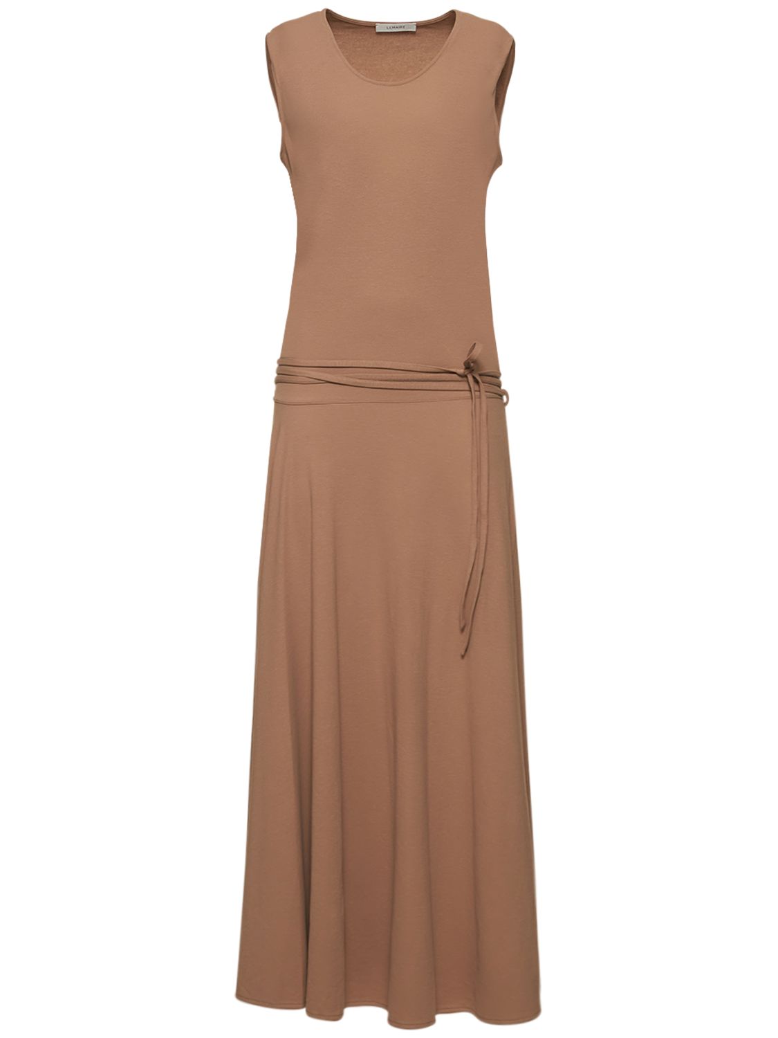 Lemaire Sleeveless Cotton Jersey Midi Dress In Beige