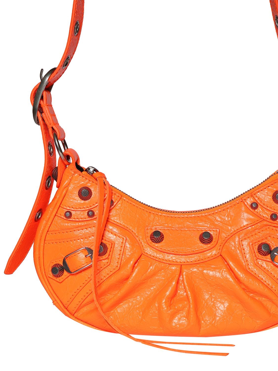 Shop Balenciaga Xs Le Cagole Leather Shoulder Bag In Neon Orange