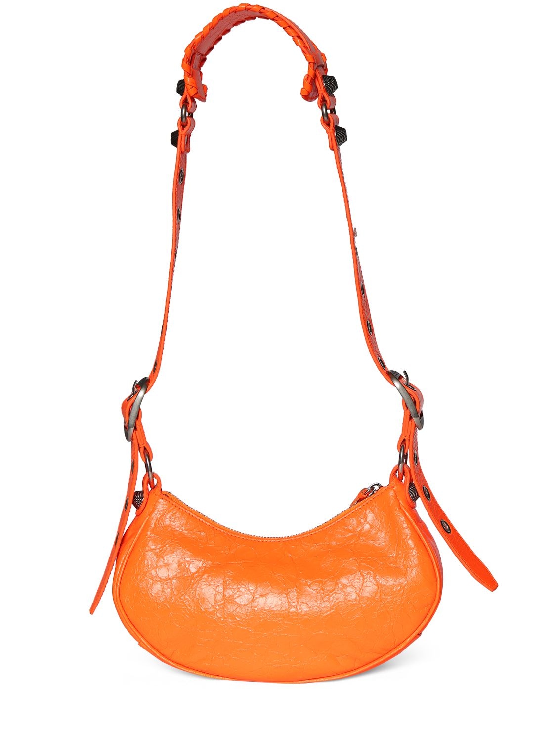 Shop Balenciaga Xs Le Cagole Leather Shoulder Bag In Neon Orange