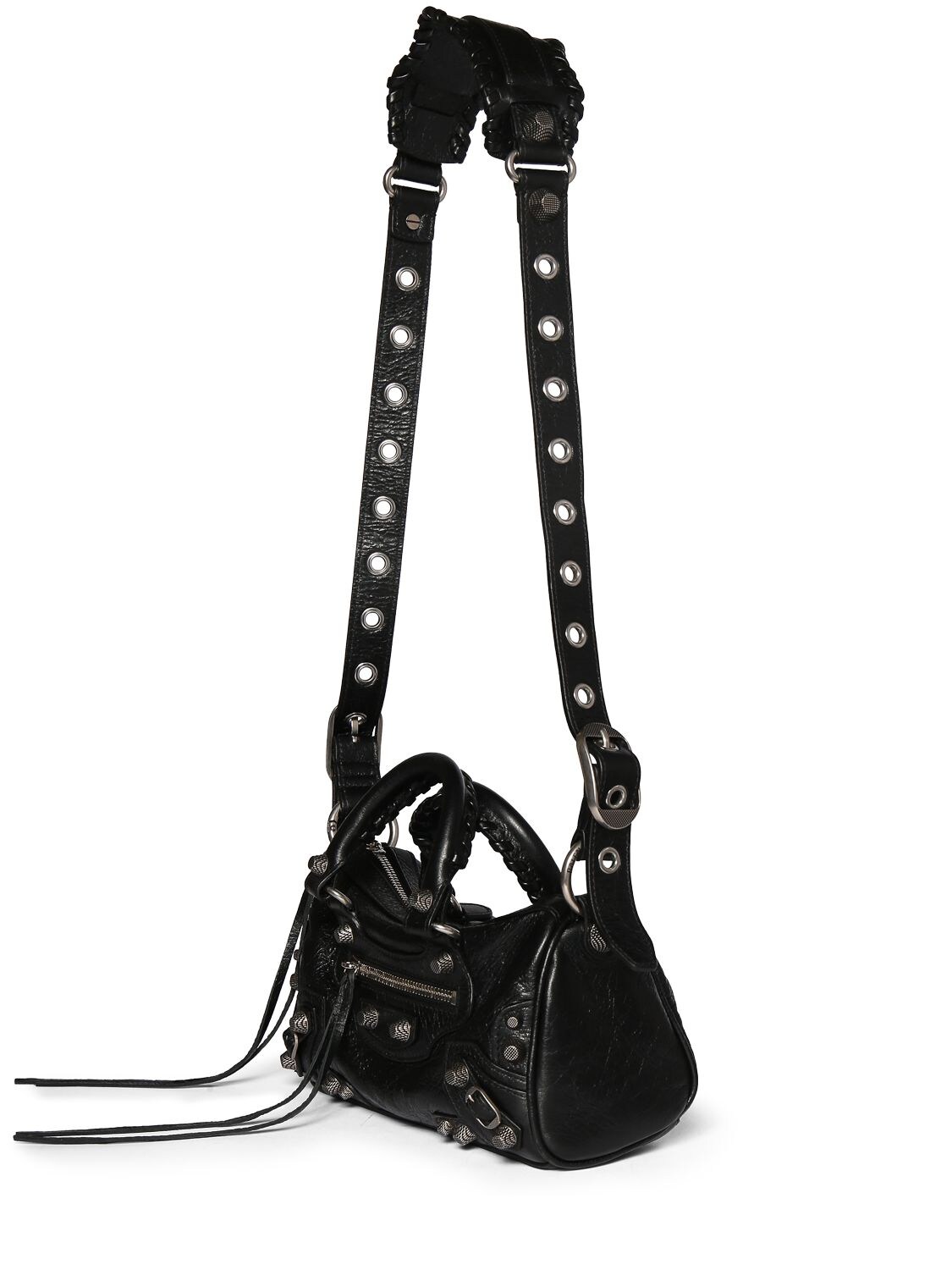 Shop Balenciaga Mini Le Cagole Leather Duffle Bag In Black