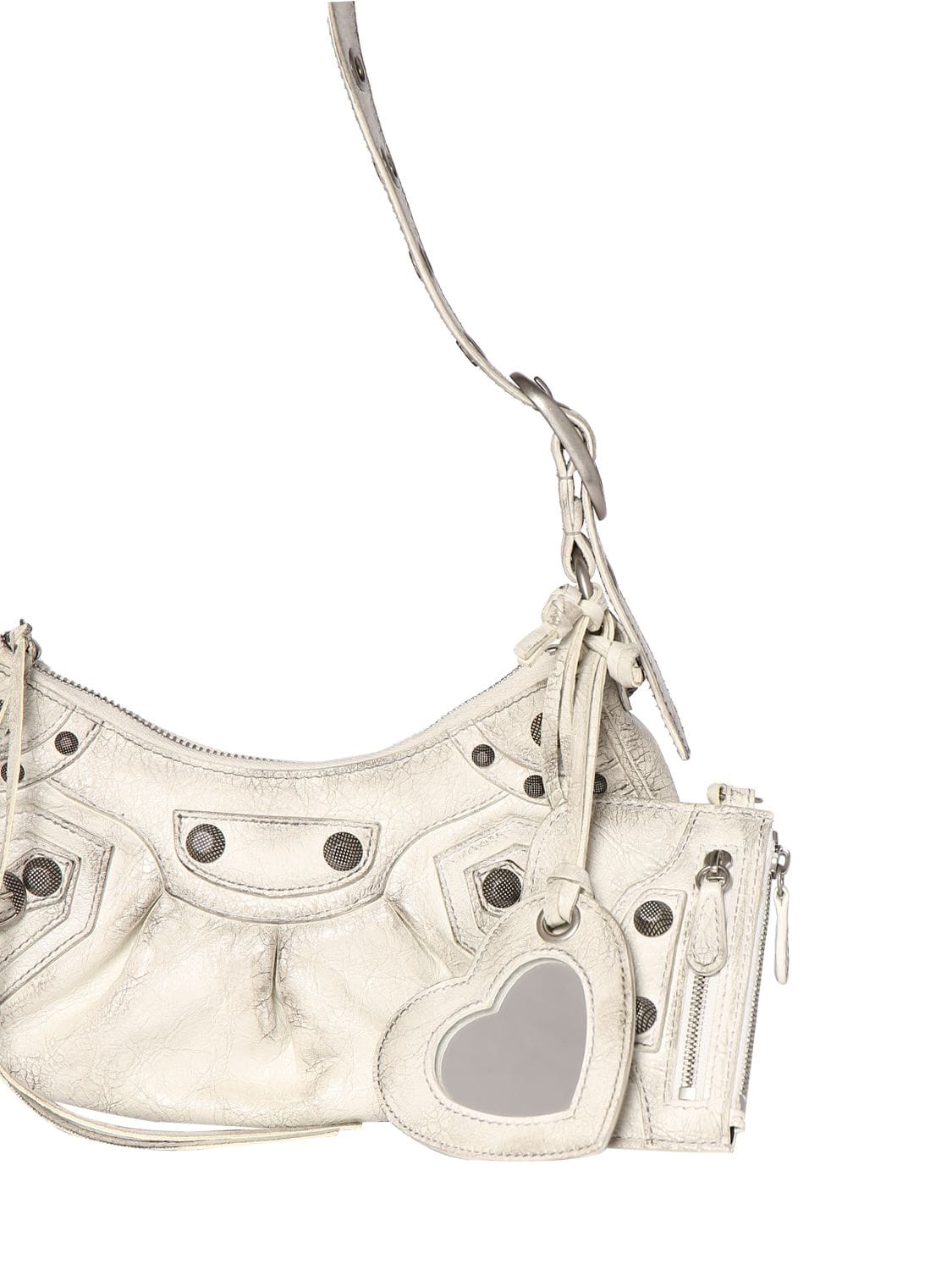 Shop Balenciaga Xs Le Cagole Leather Shoulder Bag In Optic White