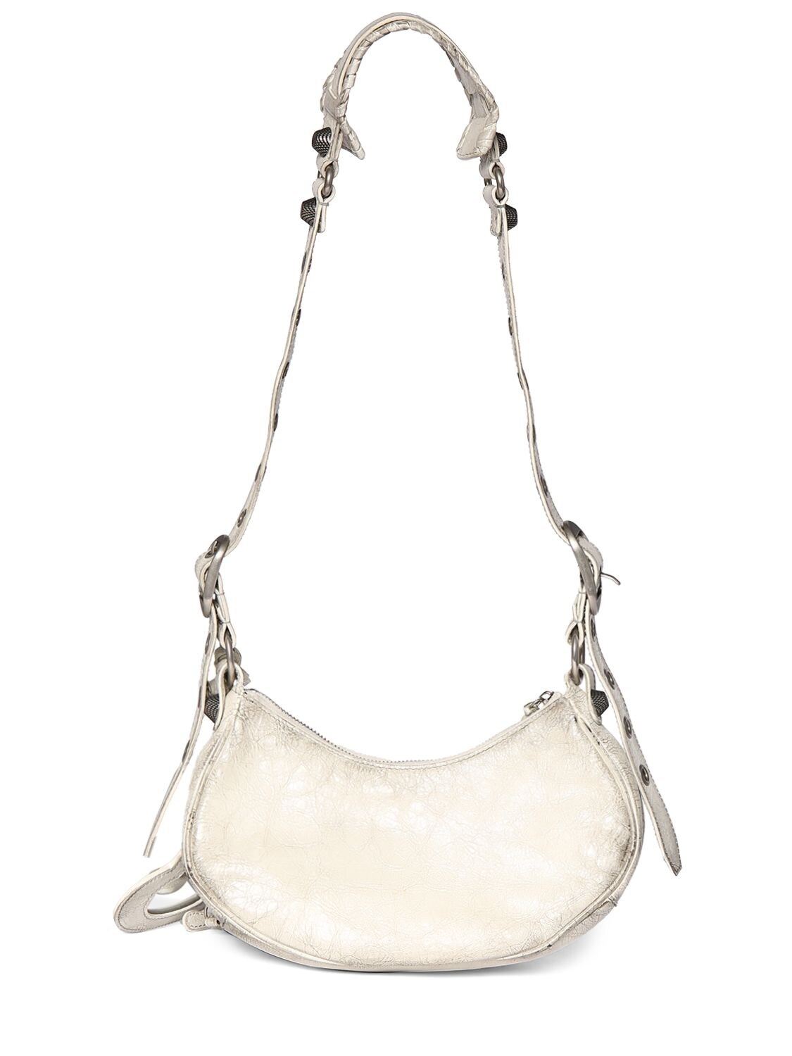 Shop Balenciaga Xs Le Cagole Leather Shoulder Bag In Optic White