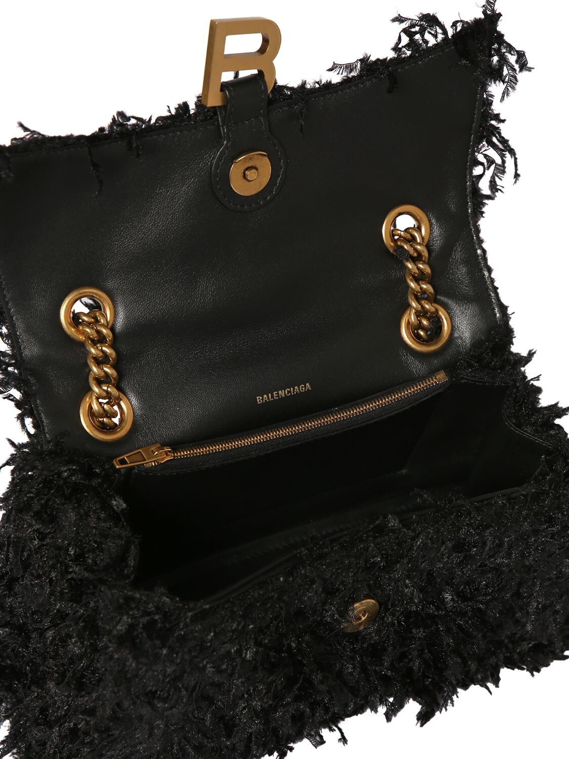 Shop Balenciaga Small Crush Faux Leather Shoulder Bag In Black