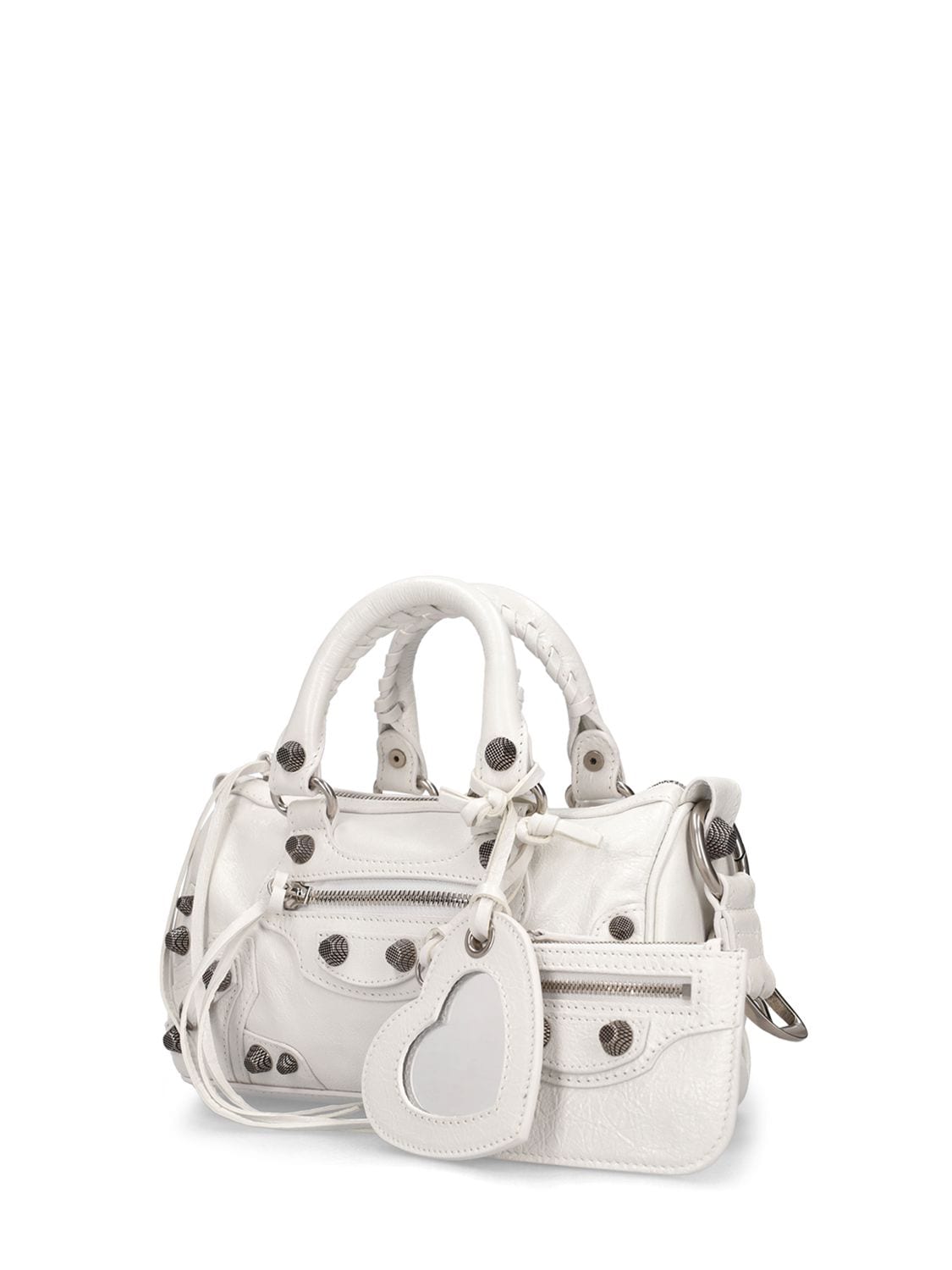 Le Cagole Mini Leather Duffel Bag in White - Balenciaga