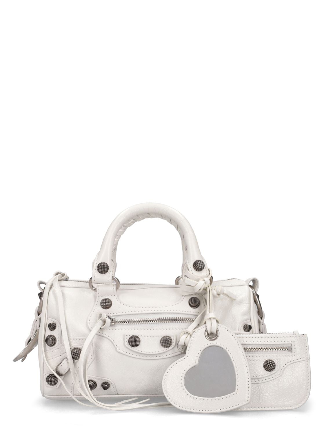 Balenciaga Mini Le Cagole Leather Duffle Bag In Optic White