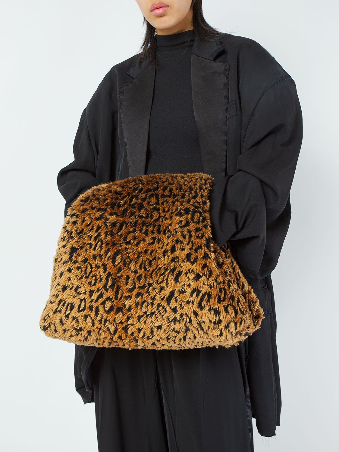 Shop Balenciaga Medium Faux Fur Puffer Bag In Brown