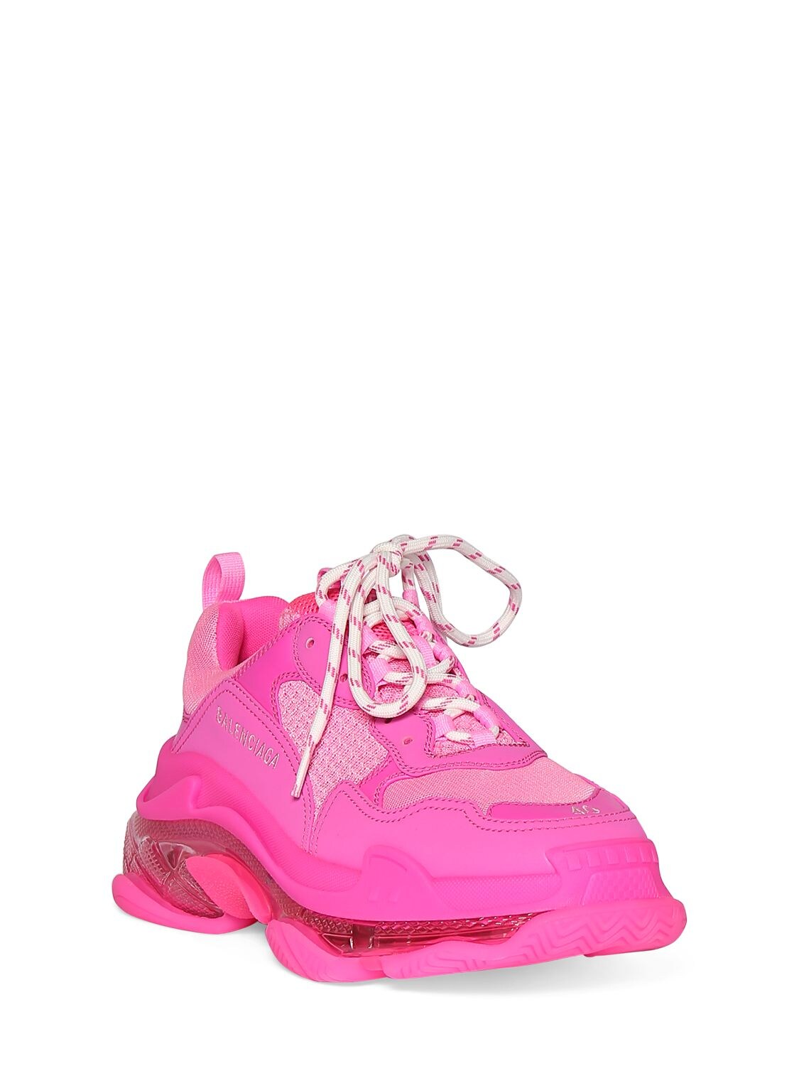 Shop Balenciaga 60mm Triple S Clear Sole Sneakers In Hot Pink
