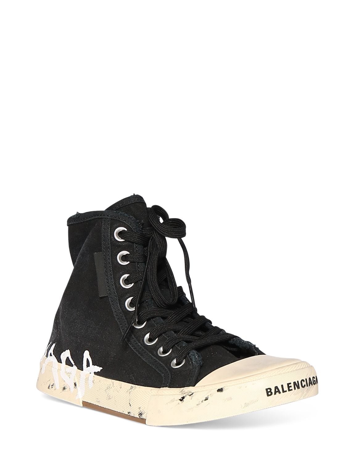 Shop Balenciaga 20mm Paris High-top Sneakers In Black,white