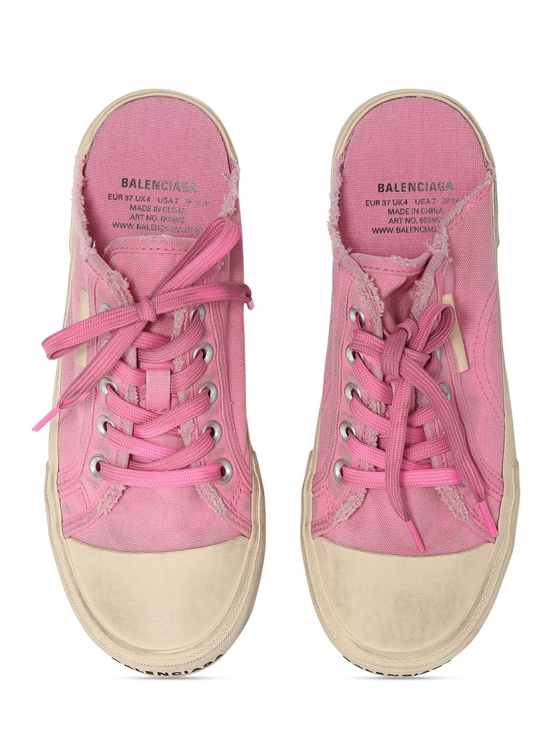 Shop Balenciaga 20mm Paris Cotton Mule Sneakers In Pink,white
