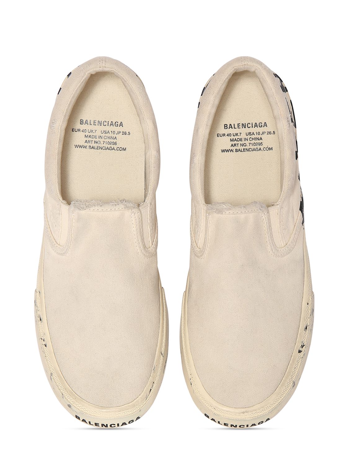 Shop Balenciaga 20mm Paris Cotton Slip-on Sneakers In White,black