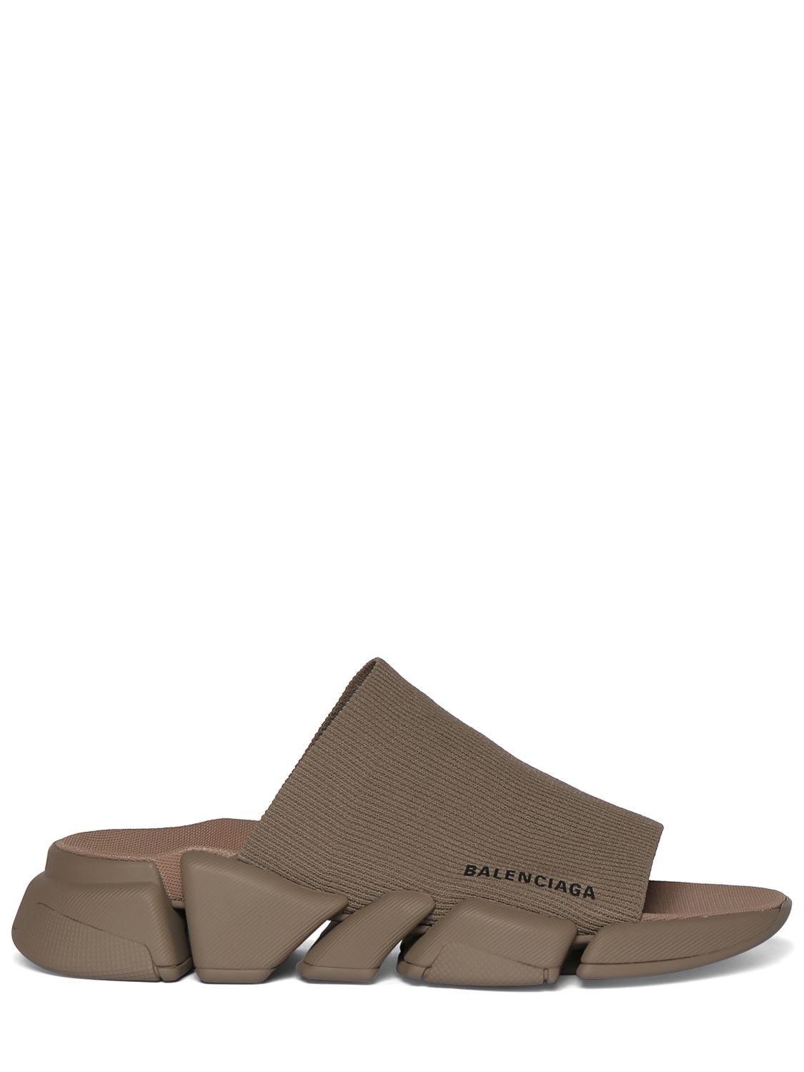 Balenciaga 30mm Speed 2 Knit Slide Sandals In Taupe
