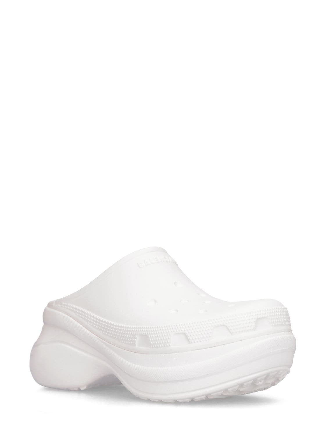 Shop Balenciaga 85mm Crocs Rubber Pool Mules In White