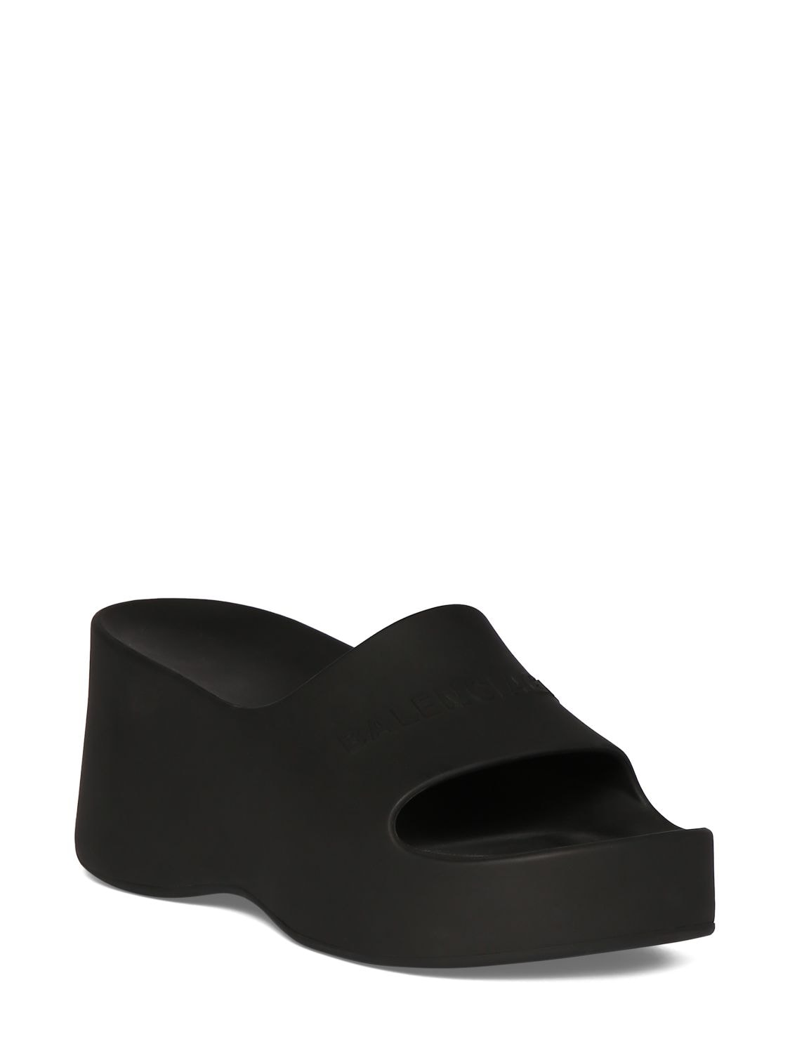 Shop Balenciaga 60mm Chunky Wedge Rubber Sandals In Black